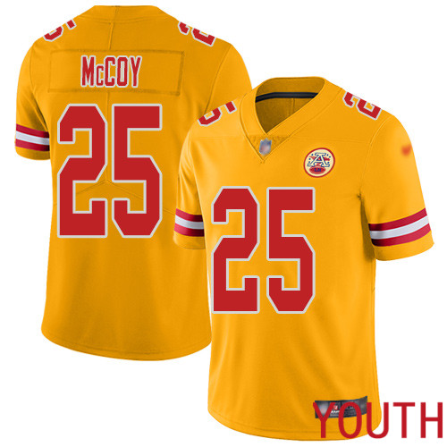 Youth Kansas City Chiefs 25 McCoy LeSean Limited Gold Inverted Legend Football Nike NFL Jersey